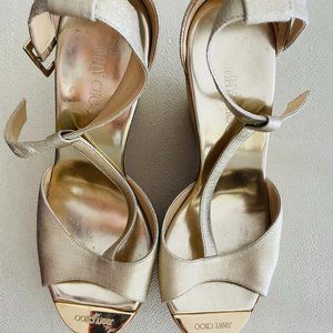 Jimmy Choo Gold Platform Sandals Size 8M